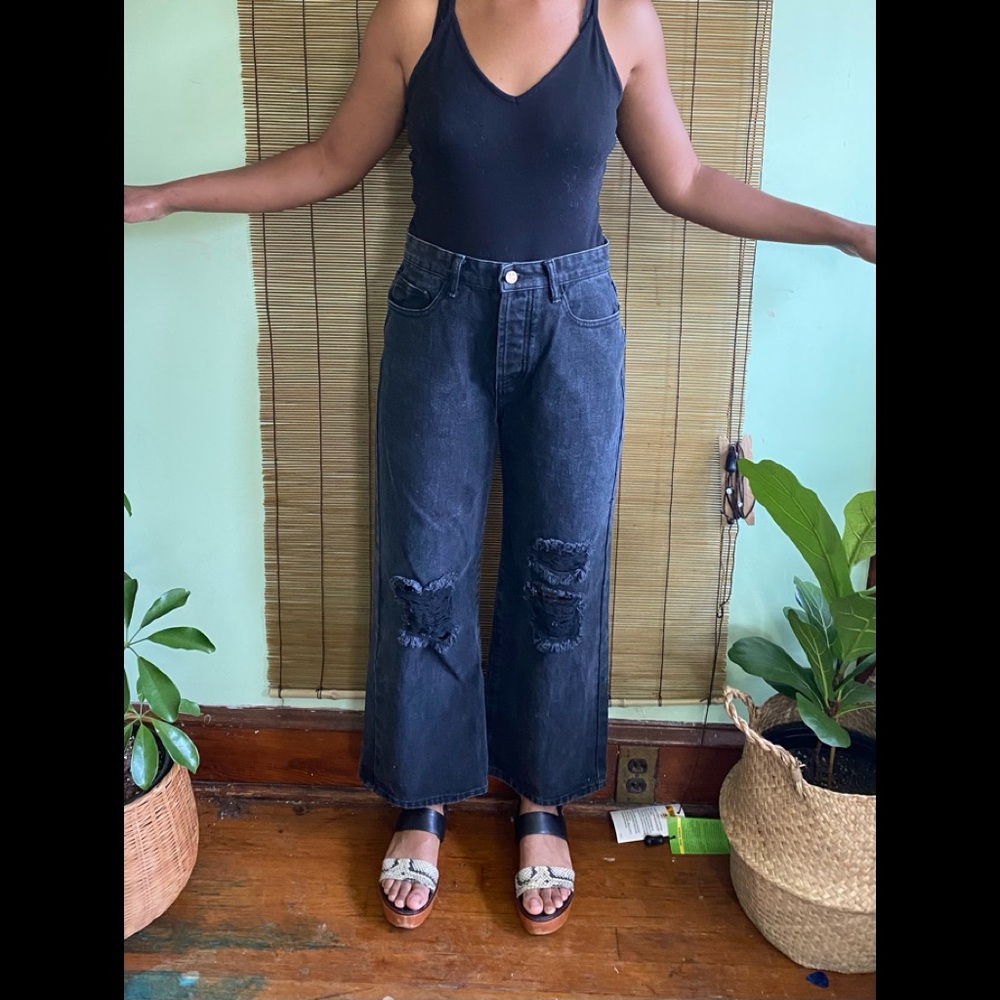 Princess Polly Cropped Wide Leg Denim